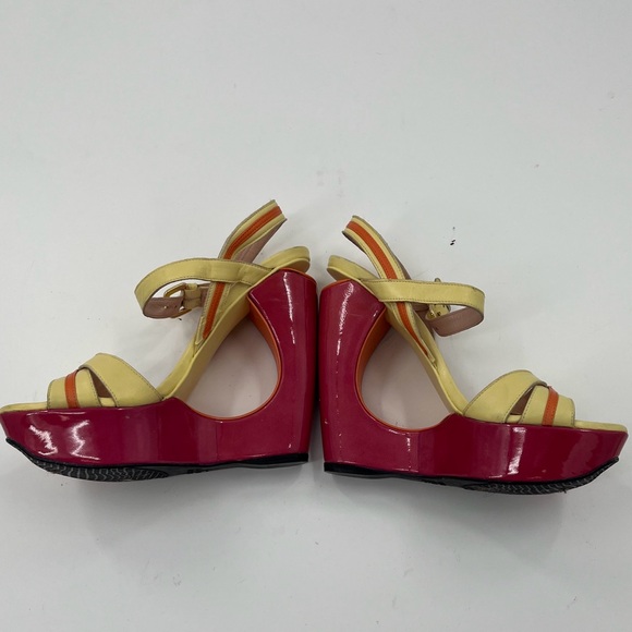 Stuart Weitzman Color block Cutout Block heeled Wedges - Size 7.5 - Picture 3 of 15